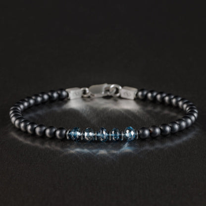 London Blue Topaz - Black Agate Bracelet II (4-5mm)